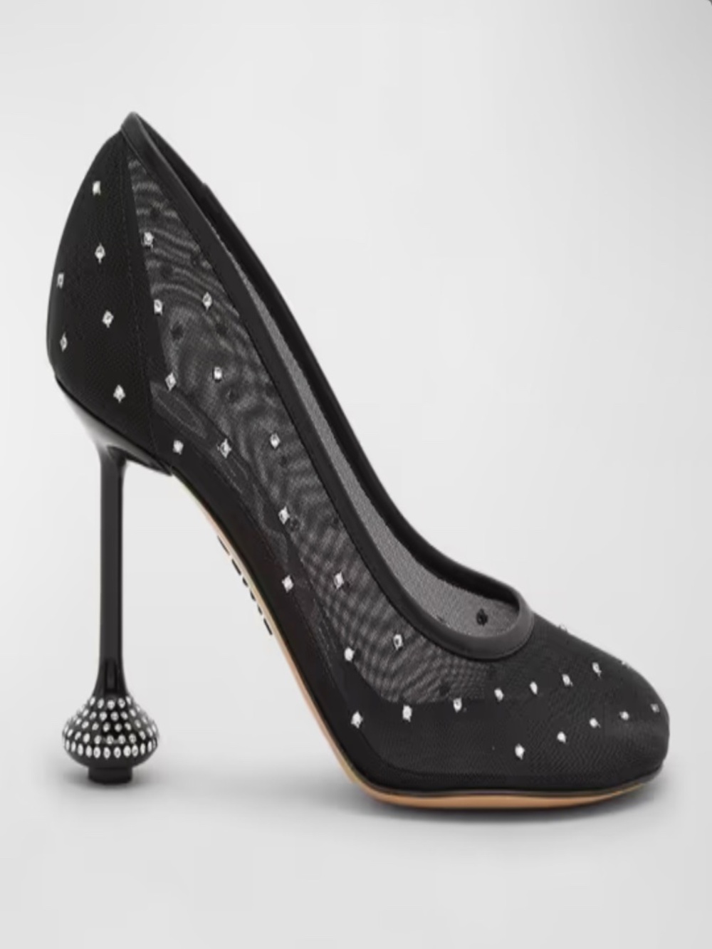 Loewe Toy Strass Mesh 90mm Pumps Crystal Black